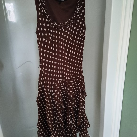 Laura Petites, size 4, brown / white polka dot sleeveless dress - Picture 1 of 5